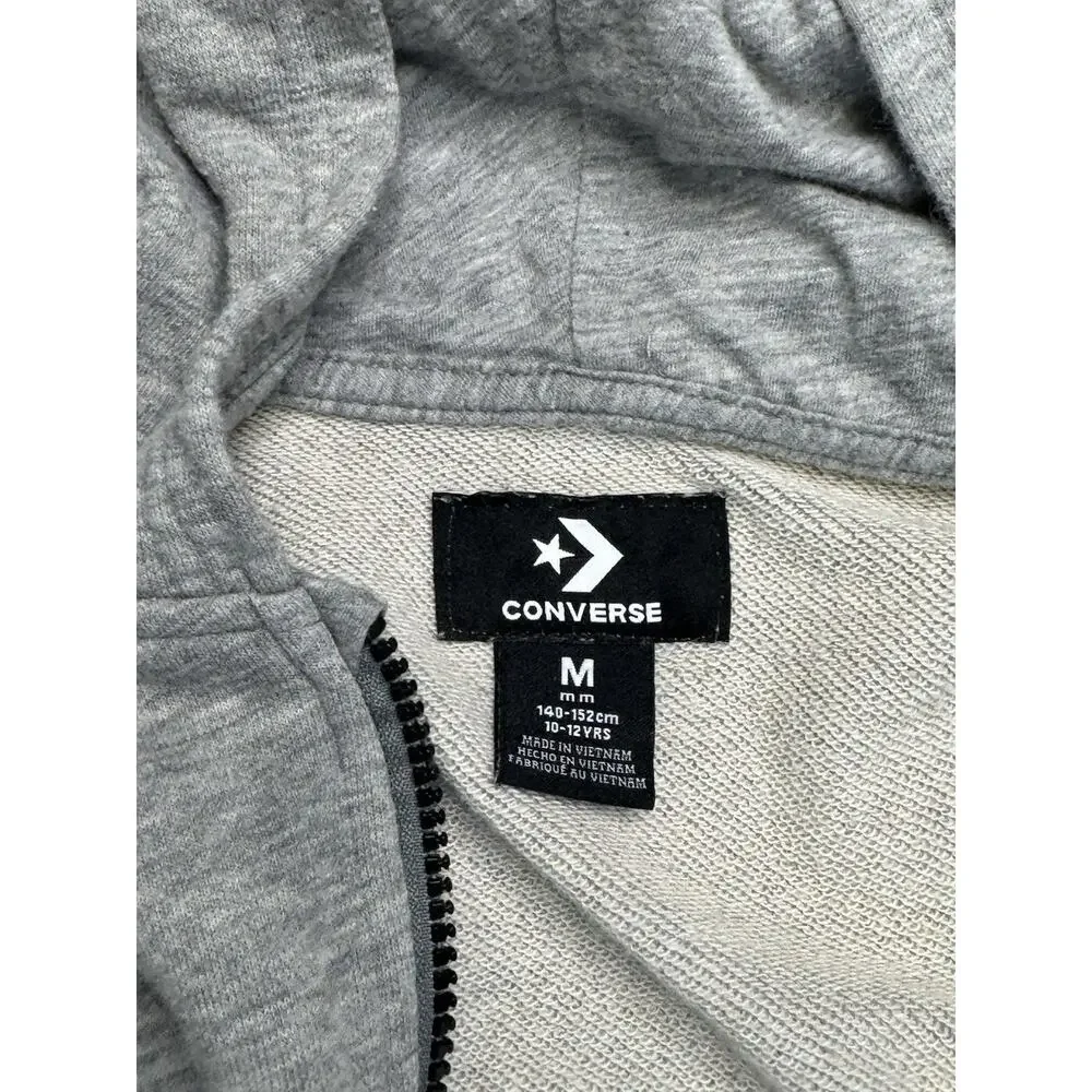 Converse Boy's Size M Medium Gray Zip Up Hooded Sweater Jacket Y2K 8-10
